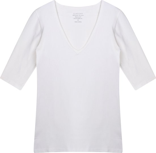 T-shirt manches 3/4 col V- White - Claesen's®