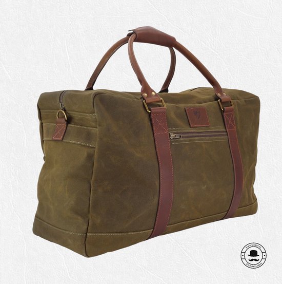 British Bag Company Navigator Weekender Khaki Canvas Leer reistas