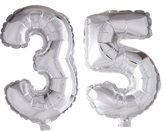 Folieballon 35 jaar Zilver 66cm