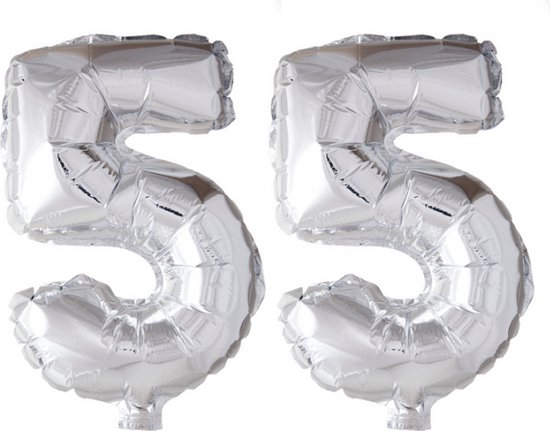 Folieballon 55 jaar Zilver 66cm