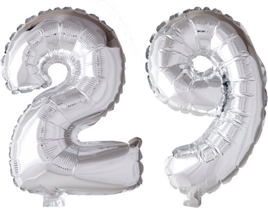 Folieballon 29 jaar Zilver 66cm