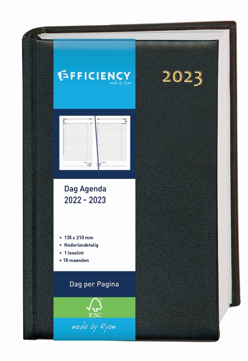 Bureau agenda 2022-2023 Ryam Efficiency Baladek A5 zwart 18 maanden