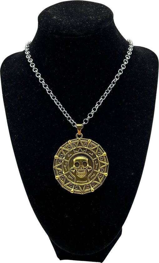Pirates des Caraïbes, pièce d' or aztèque, pièce de monnaie, collier |  bol.com