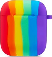 Peachy Rainbow Pride siliconen regenboog hoesje voor AirPods 1 en 2 - pastel
