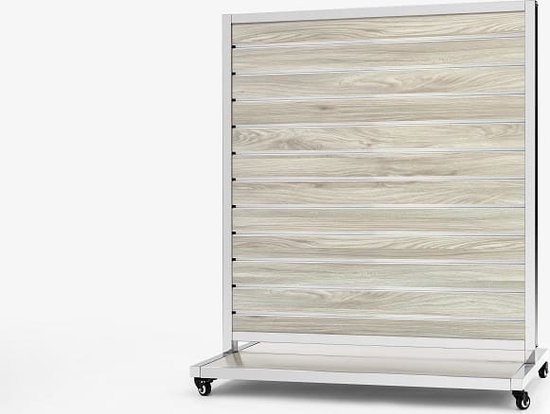 Rayonnage central Slatwall New Chêne 10cm 151.5×120 Mobile Avec frein à pied