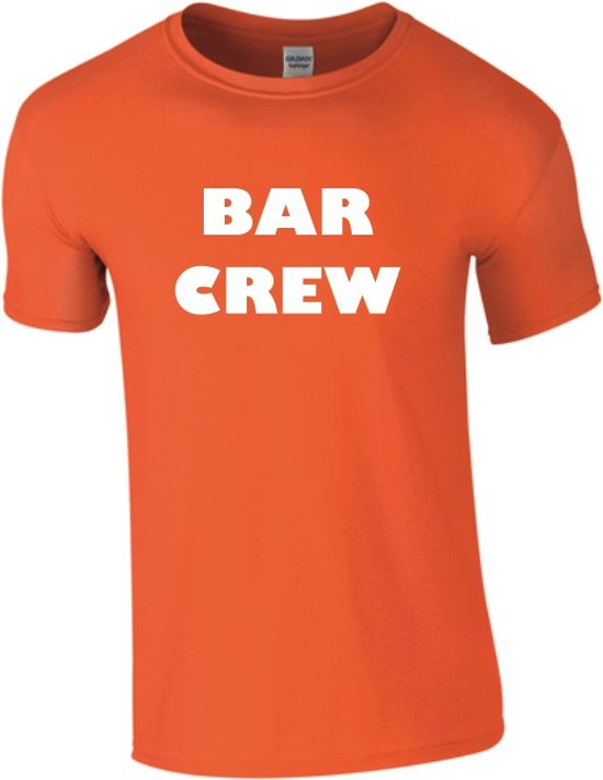 T-Shirt Bar Crew / personeel tekst Oranje heren M