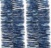 2x Guirlande de Noël bleu foncé 270 cm - Guirlande feuille lametta - Décorations pour sapin de Noël bleu foncé