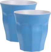 4x stuks onbreekbare kunststof/melamine blauwe drinkbeker 9 x 8.7 cm voor outdoor/camping/picknick/strand