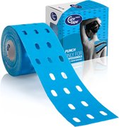 CureTape® Punch - blauw - Kinesiotape - Uniek gatenpatroon - Werkt sterker op huid en fascie - 5cm x 5m