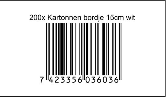 Barcode met de tekst '200x Kartonnen bordje 15cm wit'.