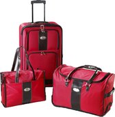 Ensemble valise - Ensemble de voyage - Trolley case, Trolley travel bag et Travel bag - Rouge