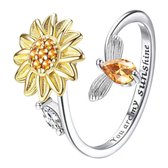 Ocean of Motion - Anxiety Ring - Stress Ring - Fidget Ring - Spinner Ring - Zilver - Kristal - One Size - Zonnebloem - You Are My Sunshine - Damesring Ocean of Motion - Anxiety Ring - Stress Ring - Fidget Ring - Spinner Ring - Zilver - Kristal - One Size - Zonnebloem - You Are My Sunshine - Damesring