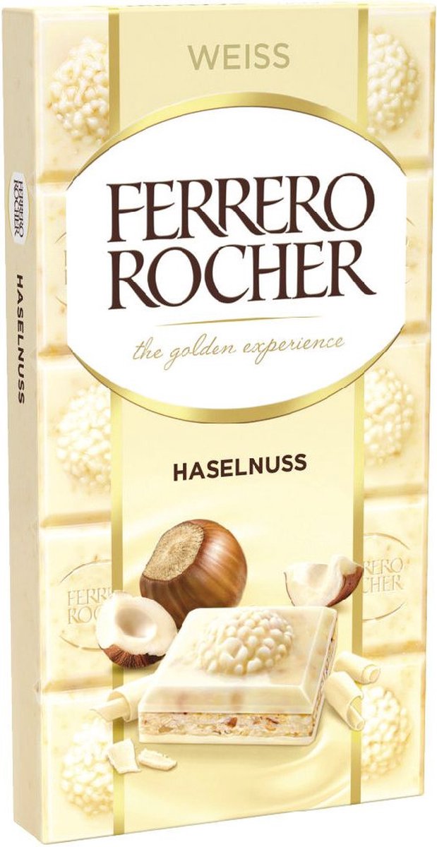 Chocolat blanc et noisettes, Ferrero Rocher (90 g)