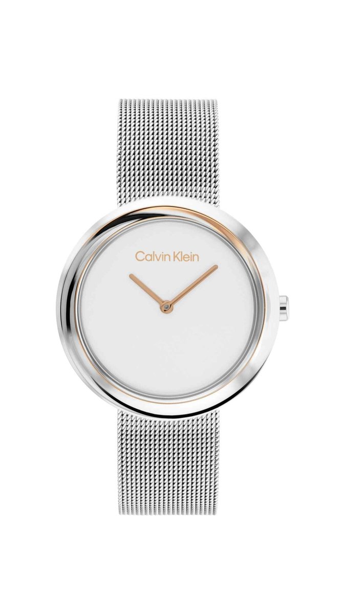 Calvin Klein CK25200011 Dames Horloge - Mineraalglas - Roestvrijstaal - Zilver - Ø 34 mm - Quartz - Druksluiting - 3 ATM (spatwater)