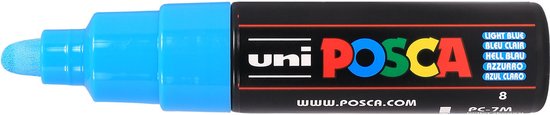 Krijtstift – Chalkmarker – Universele Marker – Uni Posca Marker – lichtblauw – PC-7M – 4,5mm – 5,5mm – Medium Punt – 1 stuk