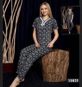 Pyjama- Huispak 2-delig- Pyjama dames volwassenen- Vrijetijdskleding- Fashion Home&Sleep Wear 15821- Zwart- Maat L