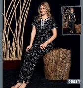 Pyjama- Huispak 2-delig- Pyjama dames volwassenen- Vrijetijdskleding- Fashion Home&Sleep Wear 15834- Zwart- Maat S