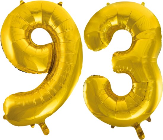 Folieballon 93 jaar Goud 66cm