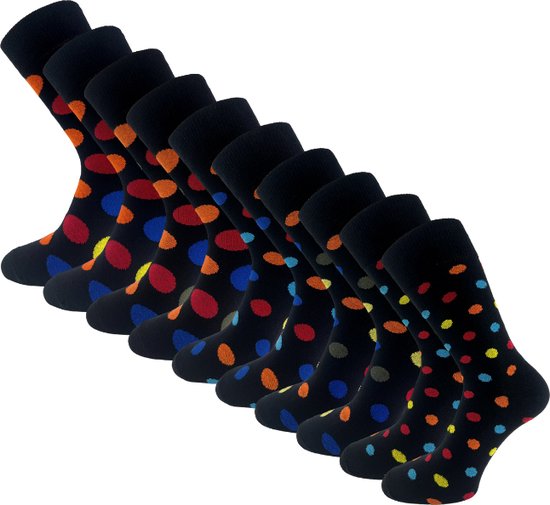 10 paires de chaussettes - SQOTTON® - Fun - Pois - Taille 43-46