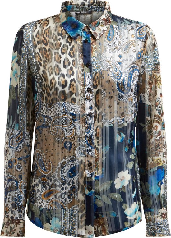 Guess LS Georgie Shirt Dames Blouse - Multi Print - Maat M