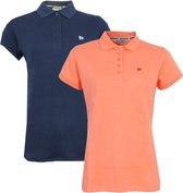 2-Pack Donnay Polo Pique - Poloshirt - Dames - Navy/Salmon - maat L