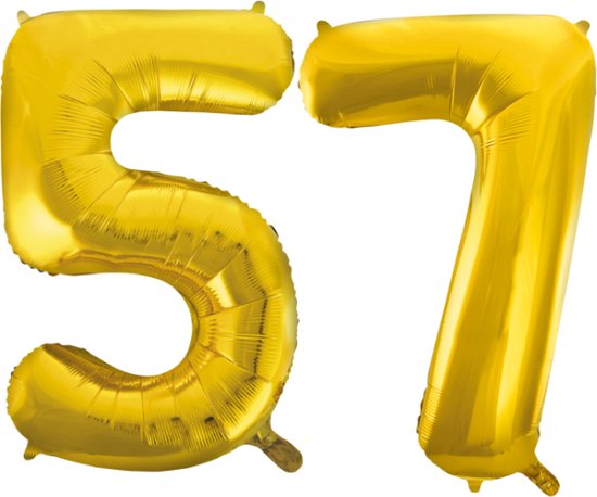 Folieballon 57 jaar Goud 66cm