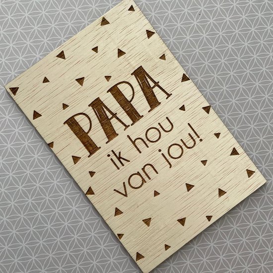 Foto: Houten wenskaart vaderdag papa ik hou van jou vaderdag houten wenskaarten papa vader kaart kaarten vaderdag cadeau cadeau voor man