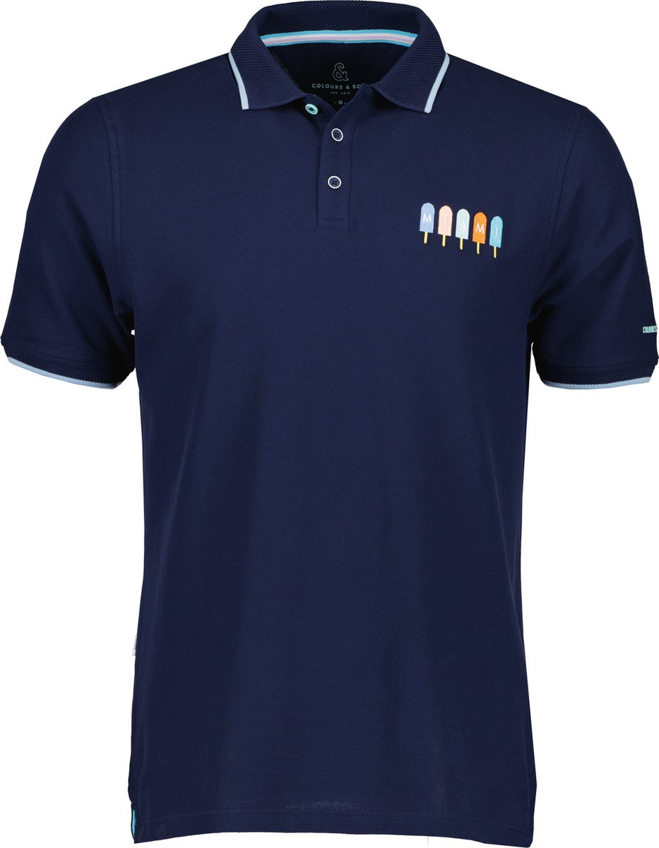 Colours & Sons Polo - Modern Fit - Blauw - XL