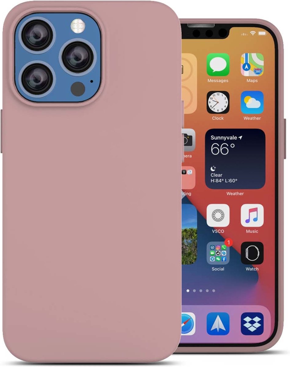 oTronica Geschikt voor iPhone 13 Pro Max hoesje Roze - Geschikt voor iPhone 13 Pro Max siliconen hoesje - hoesje Geschikt voor iPhone 13 Pro Max