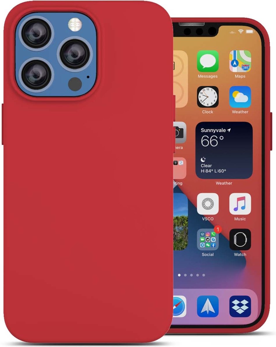 oTronica Geschikt voor iPhone 13 Pro hoesje Rood - Geschikt voor iPhone 13 Pro hoesje - hoesje Geschikt voor iPhone 13 Pro - 13 Pro hoesje - 13 Pro hoesje - hoesje Geschikt voor iPhone 13 Pro - hoesje 13 Pro - siliconen hoesje - Rood - oTronica