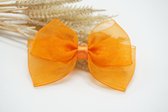 Organza Basic haarstrik - Kleur Oranje - Haarstrik - Glanzende haarstrik  - Exclusieve haaraccessoires - Bows and Flowers