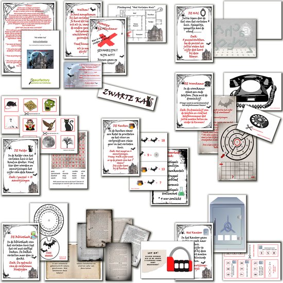 Thumbnail van een extra afbeelding van het spel Escape room voor kinderen - Het verlaten huis - kinderfeestje - 8 t/m 12 jaar - compleet draaiboek - print zelf uit – snel in huis!