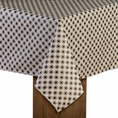 MixMamas Tafelkleed Gecoat - 140 x 300 cm - Stip in Stip – Zwart