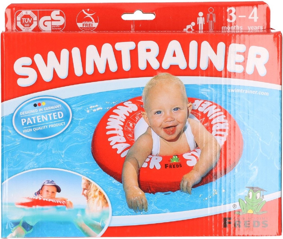 SWIMTRAINER "Classic" ® rood (3 maanden tot 4 jaar, 6kg - 18kg) DE VEILIGE BABY ZWEMBAND: ZWEMTRAINER | (Keurmerken: CE - TüV - EN13138 - 1:2014) — afbeelding 2