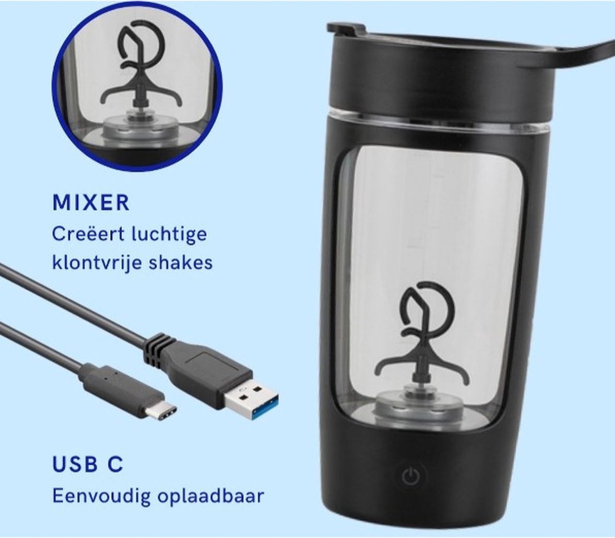 FITSHAKER Light Blue Blender portable Shaker électrique Shaker
