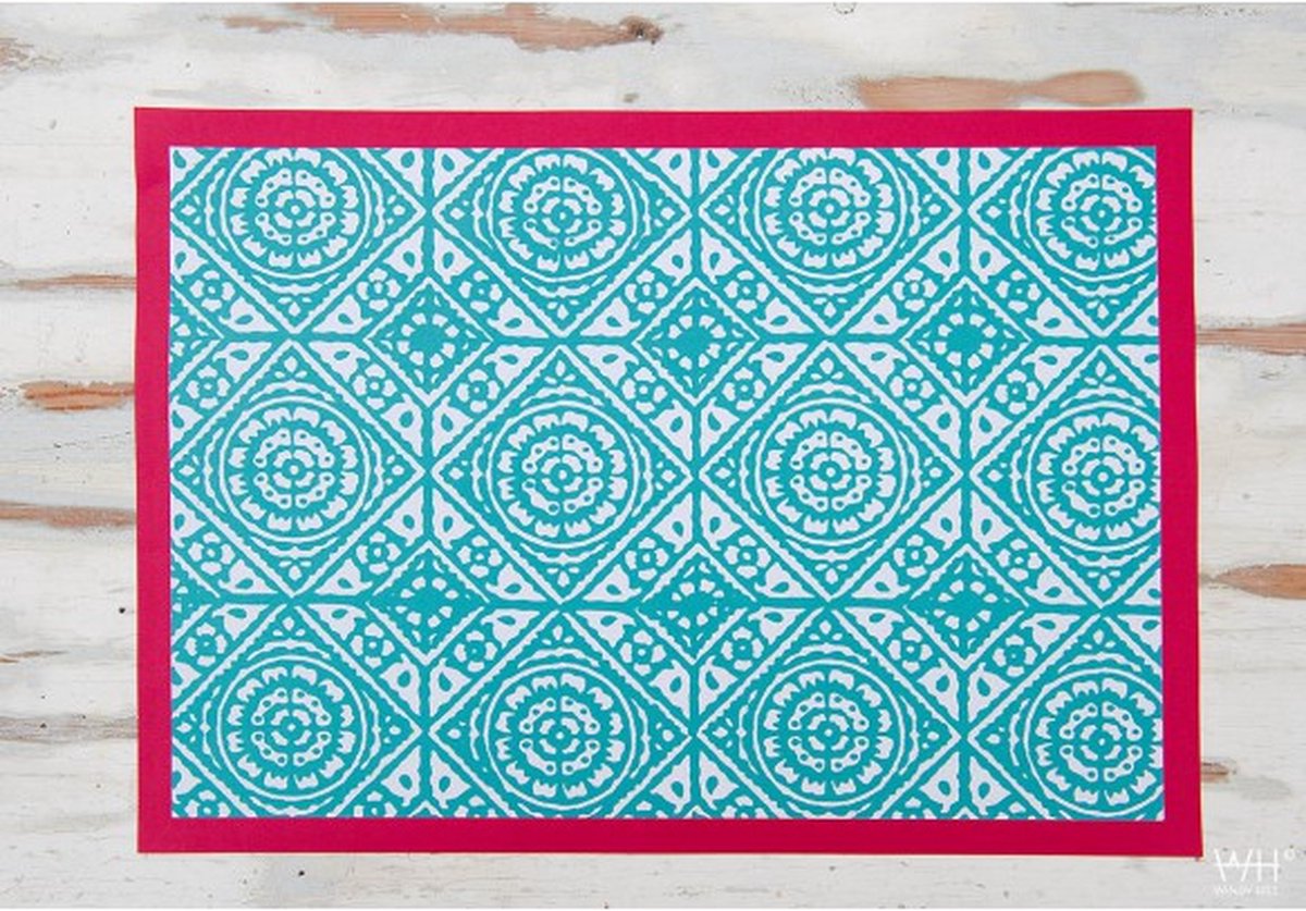 promotie 2*50 placemats papier Windy Hill Tiles Blue 44*32cm