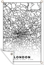 Tuinposters buiten Londen - Zwart Wit - Stadskaart - Plattegrond - Kaart - 60x90 cm - Tuindoek