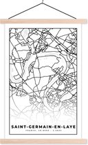 Porte-affiche avec Poster - Affiche scolaire - Plan - Carte - France - Saint-Germain-en-Laye - Plan de la ville - Zwart et blanc - 40x60 cm - Lattes vierges