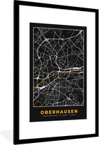 Fotolijst incl. Poster - Black and Gold – Stadskaart – Oberhausen – Duitsland – Plattegrond – Kaart - 80x120 cm - Posterlijst
