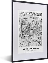 Fotolijst incl. Poster - Kaart – Stadskaart – Joué-lès-Tours - Plattegrond – Frankrijk - 40x60 cm - Posterlijst