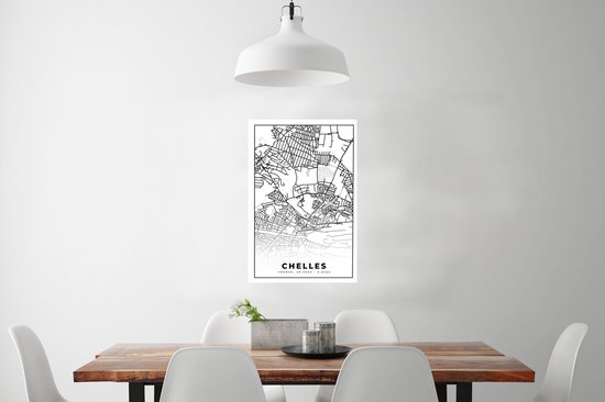 Affiche France - Chelles - Plan de ville - Plan - Plan - Zwart et blanc - 40x60 cm