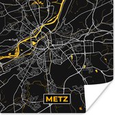 Poster Plattegrond - Metz - Stadskaart - Frankrijk - Kaart - 30x30 cm