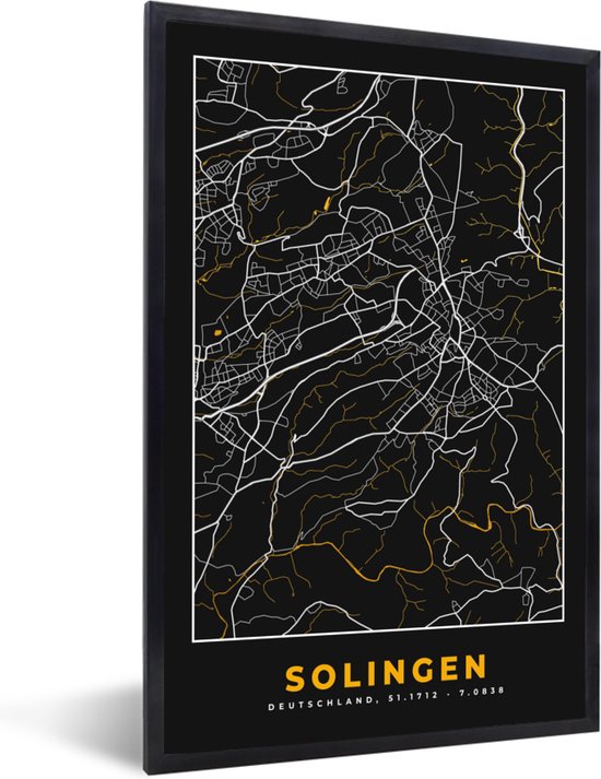 Fotolijst incl. Poster - Solingen - Goud - Stadskaart - Plattegrond ...