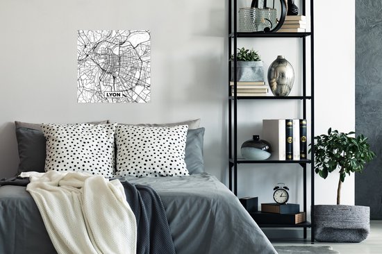 Poster Lyon - Stadskaart - Frankrijk - Kaart - Plattegrond - Zwart wit - 50x50 cm