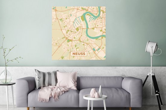 Poster Neuss - Plattegrond - Kaart - Vintage - Stadskaart - 75x75 cm