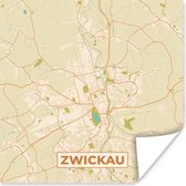 Poster Zwickau - Plattegrond - Kaart - Vintage - Stadskaart - 30x30 cm