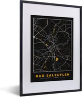 Fotolijst incl. Poster - Duitsland – Black and Gold – Bad Salzuflen – Stadskaart – Kaart – Plattegrond - 30x40 cm - Posterlijst