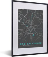 Fotolijst incl. Poster - Kaart – Plattegrond – Stadskaart – Bad Salzuflen – Duitsland – Blauw - 30x40 cm - Posterlijst