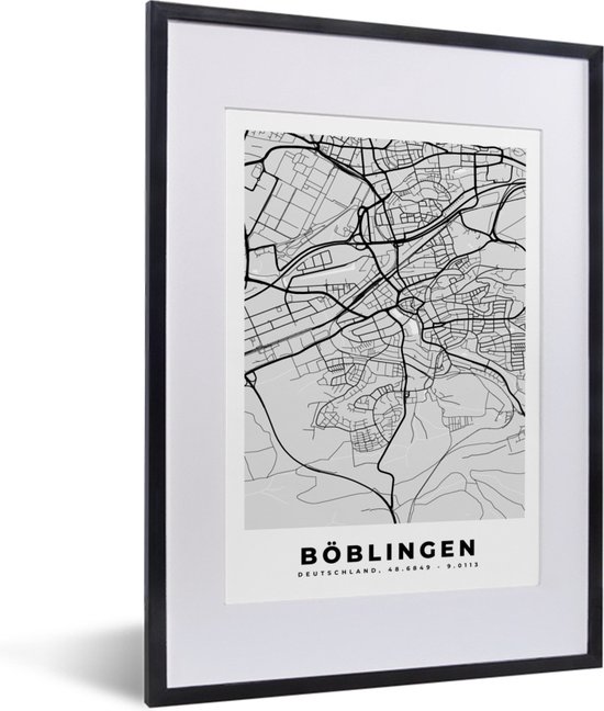 Fotolijst incl. Poster - Plattegrond - Jakarta - Indonesië - Simpel - 30x40 cm