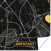 Poster Black and Gold – Stadskaart – Erfstadt – Duitsland – Plattegrond – Kaart - 50x50 cm